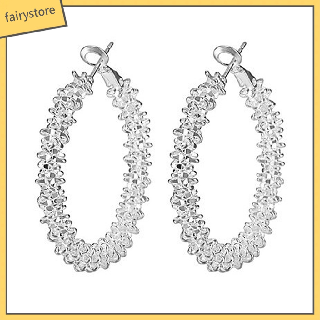 1 Đôi Bông Tai Hình Tròn Thắt Nút Bằng Hợp Kim Nhẹ Thời Trang Dành Cho Nữ