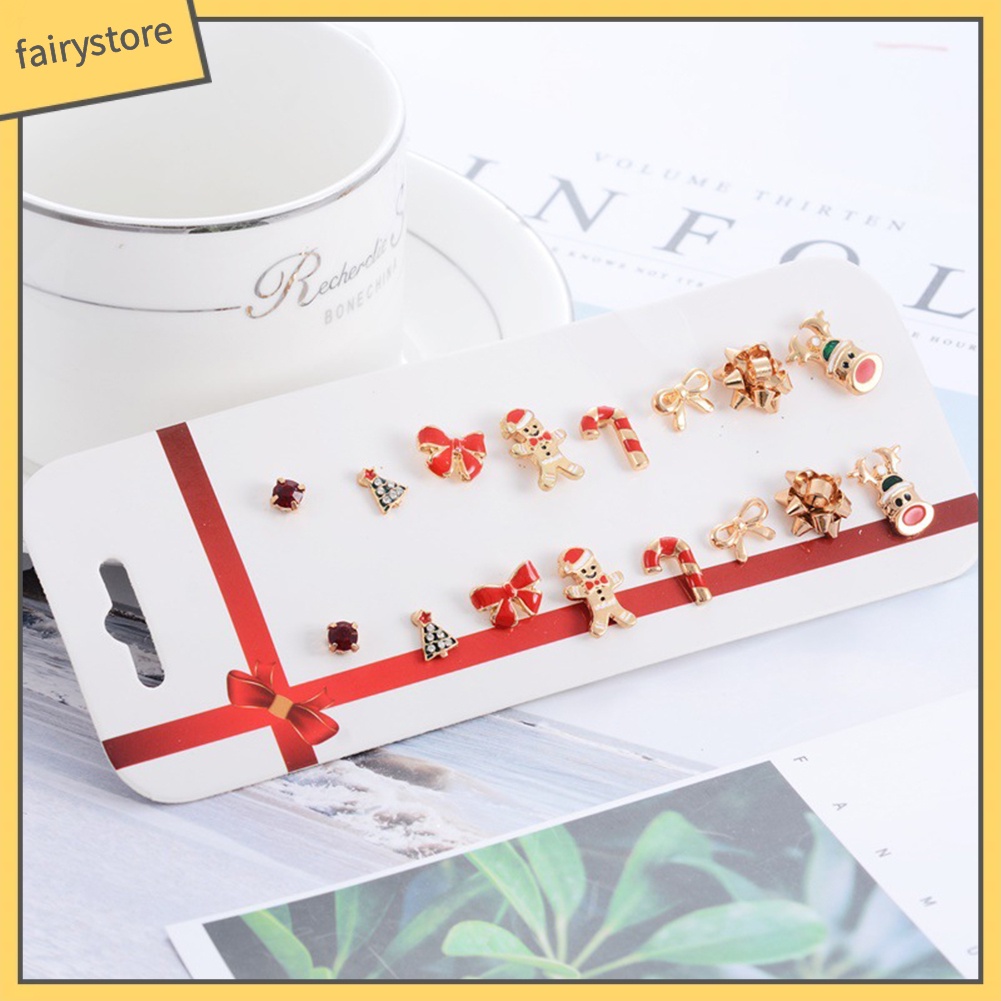 [FRO] Set 8 Đôi Bông Tai Hình Cây Thông Giáng Sinh / Hoa Tuyết / Bánh G