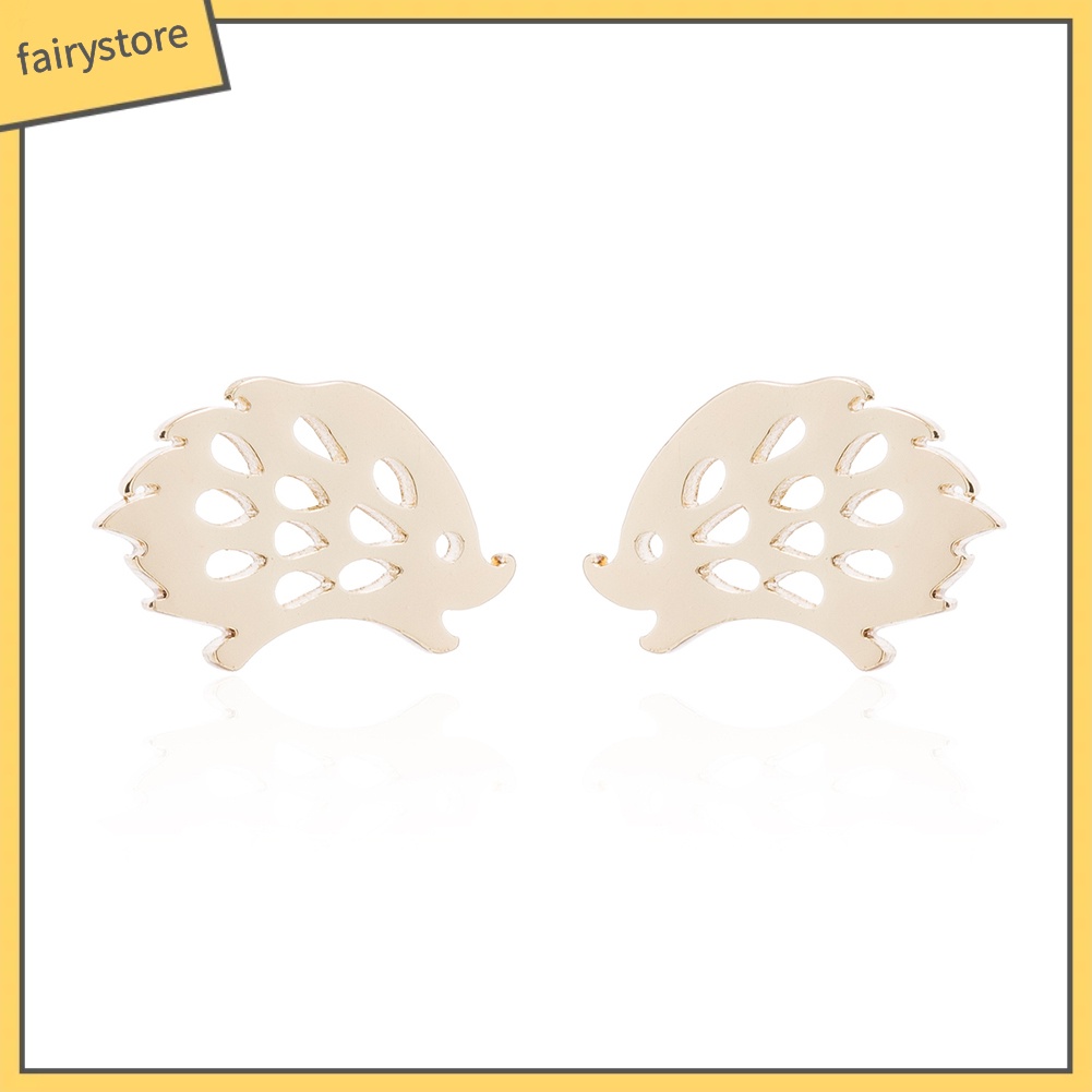 Khuyên Tai Hình Nhím Rỗng Bằng Thép Không Gỉ Đơn Giản Cho Nữ