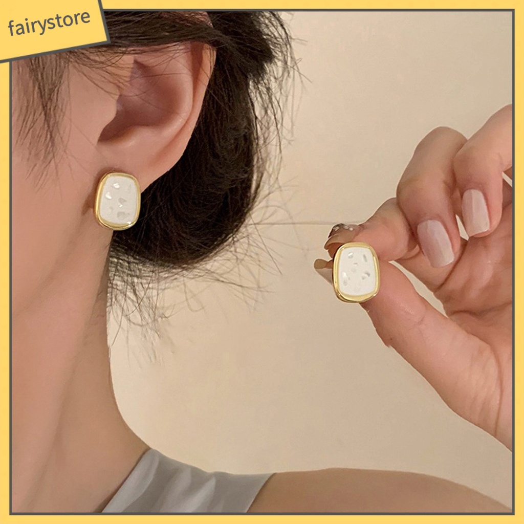 1 Đôi Bông Tai Hình Học Tráng Men Đánh Bóng Thời Trang Dành Cho Nữ