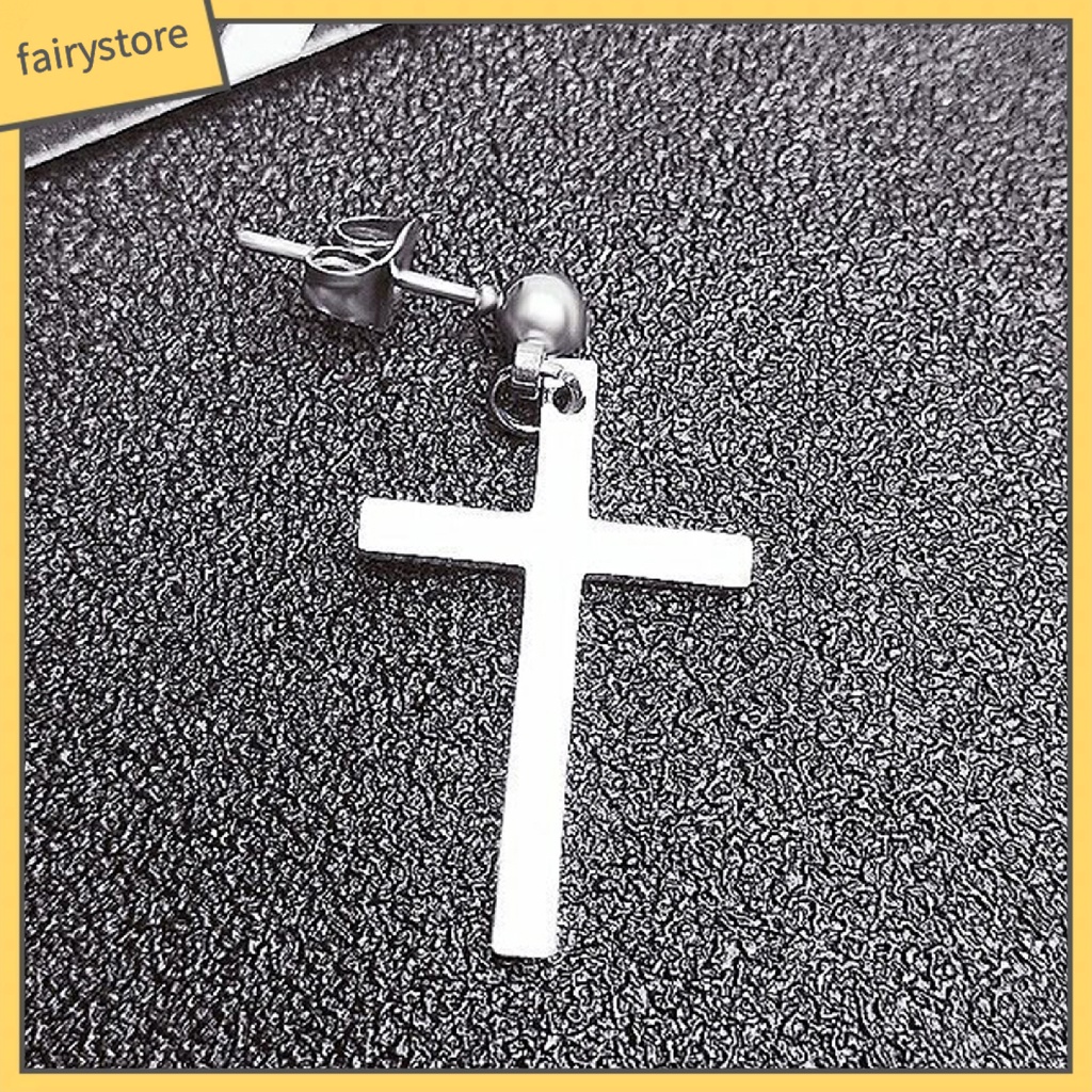 Bông Tai Hình Thánh Giá Bằng Thép Không Gỉ Trọng Lượng Nhẹ Dành Cho Nam Nữ