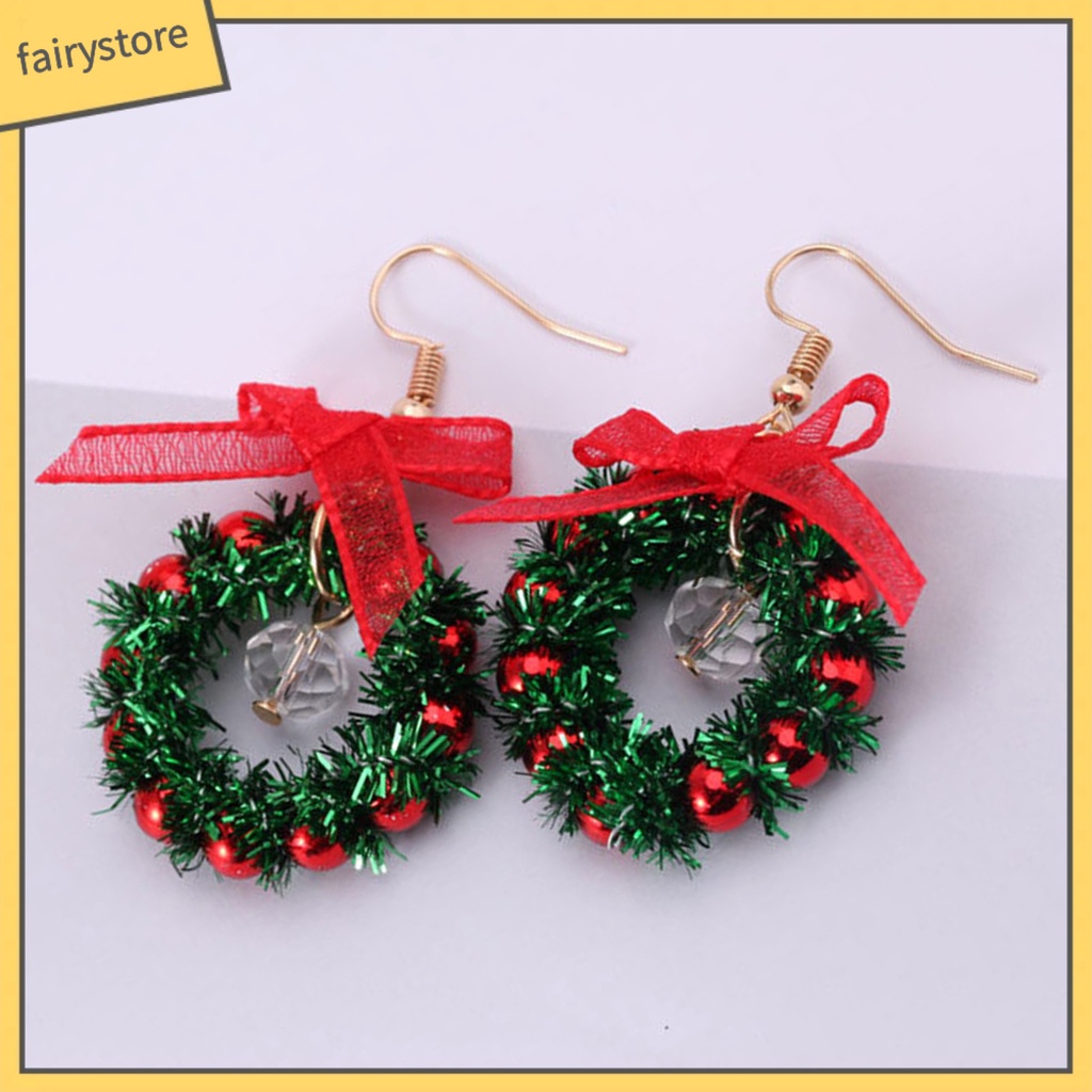 [FRO] Bông Tai Chuỗi Hạt Pha Lê Nhân Tạo Trọng Lượng Nhẹ Hình Cây Thông Giáng Sinh Nhiều Màu Sắc Dễ Phối Đồ