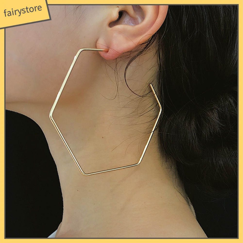 Đôi Khuyên Tai Hình Lục Giác Thời Trang Cho Nữ