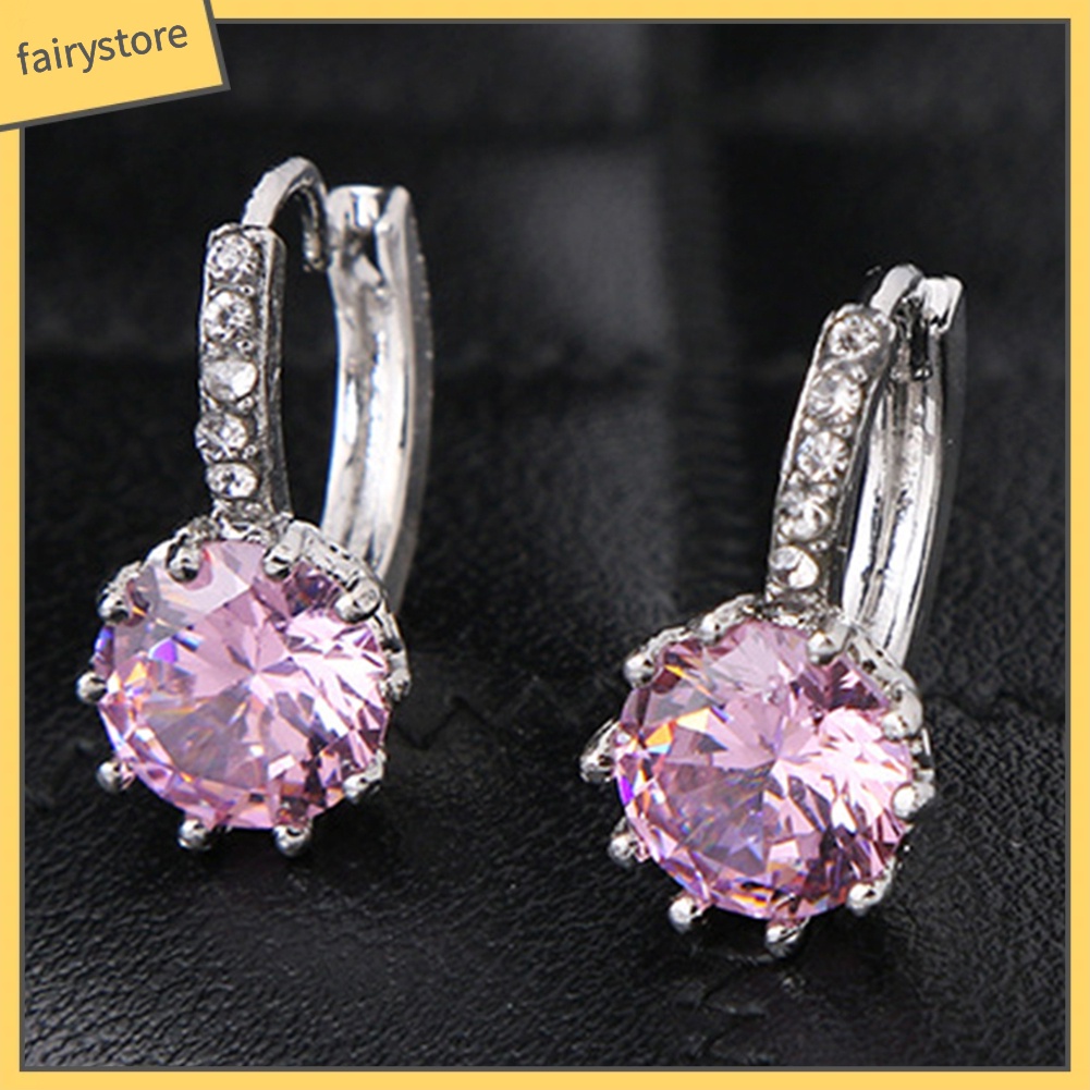 Khuyên Tai Tròn Đính Đá Zircon Thời Trang Cho Nữ