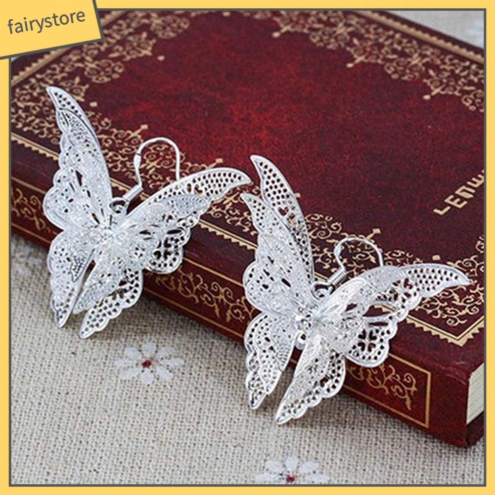 Bông Tai Hình Bướm Rỗng Đính Đá Zircon Phong Cách Vintage Dành Cho Nữ