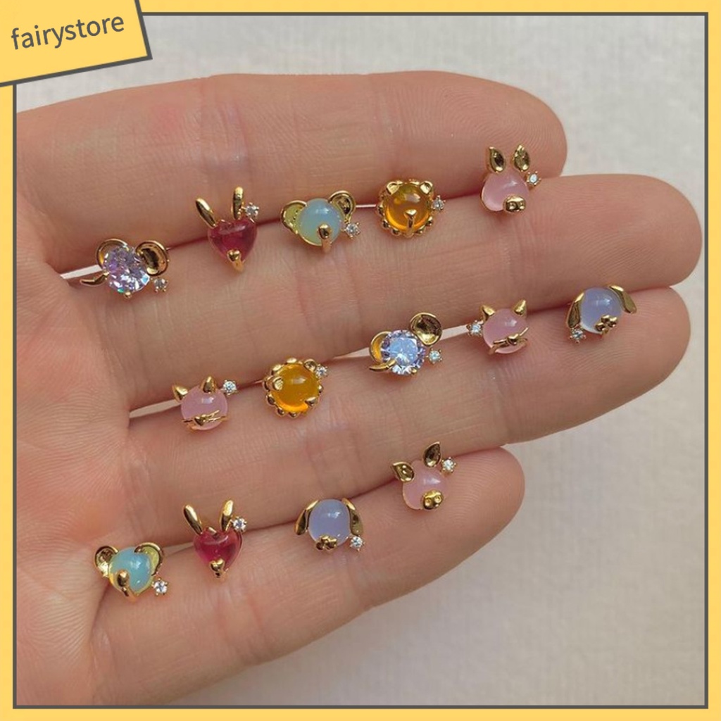 1 Đôi Bông Tai Hình Động Vật Đính Đá Zircon Thời Trang Dành Cho Nữ