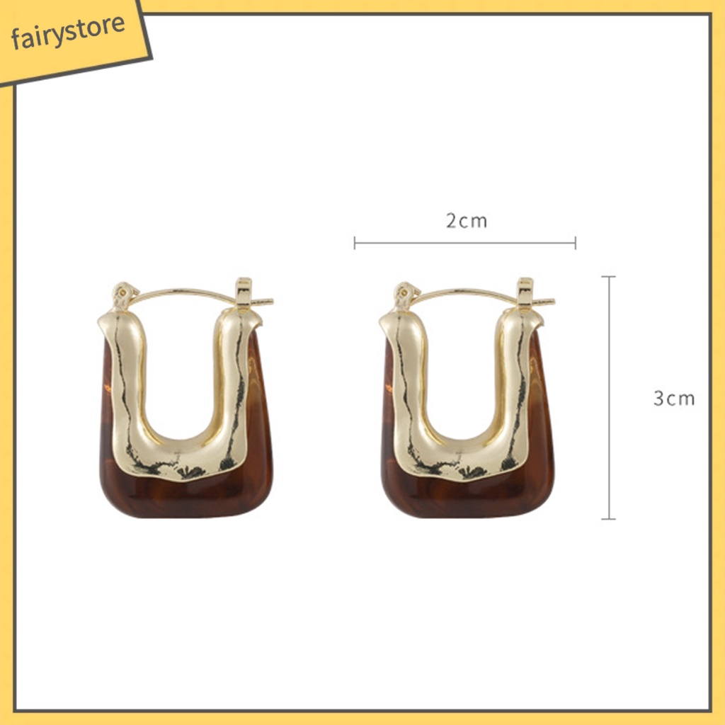 1 Đôi Bông Tai Hình Chữ U Bằng Nhựa Acrylic Phong Cách Vintage Dành Cho Nữ