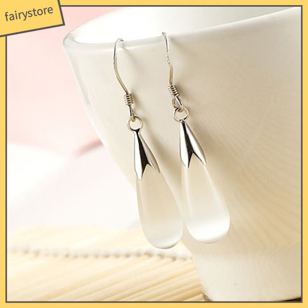 Bông Tai Hình Giọt Nước Đính Đá Opal Thời Trang Dành Cho Nữ