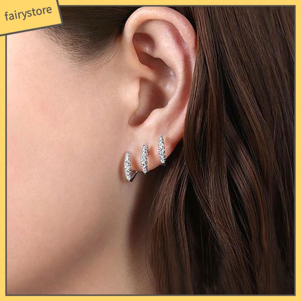 1 Đôi Bông Tai Ba Lớp Đính Đá Thời Trang