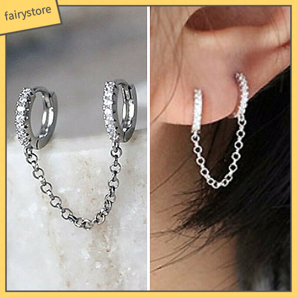 1 Đôi Bông Tai Tròn Đính Đá Zircon Thời Trang Dành Cho Nữ