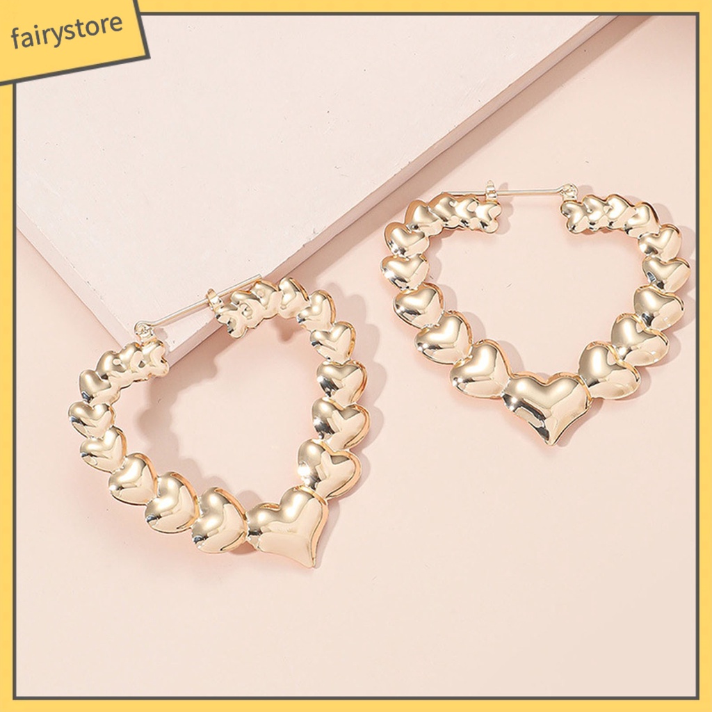 1 Cặp Bông Tai Hình Trái Tim Mạ Màu Trơn Phong Cách Cổ Điển Cho Nữ