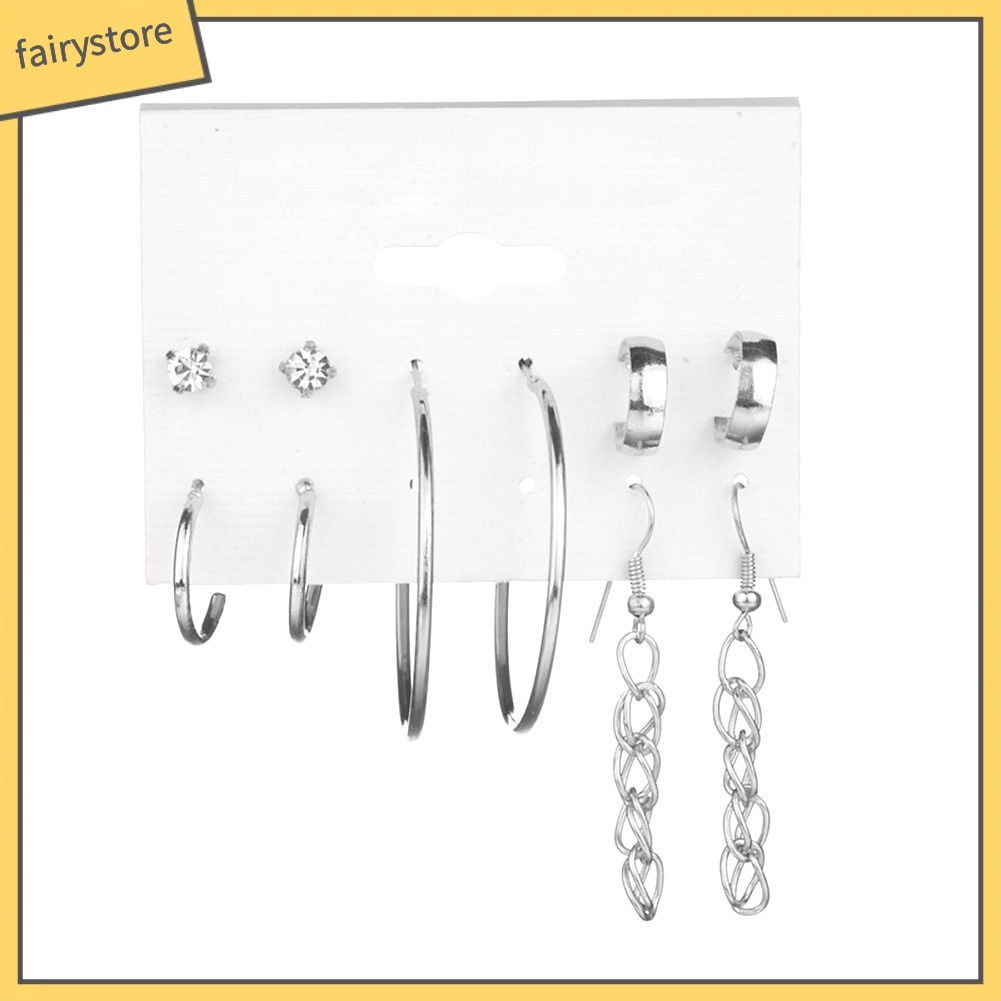 Bộ Khuyên Tai Dạng Móc Đính Đá Lấp Lánh Thời Trang Cho Nữ