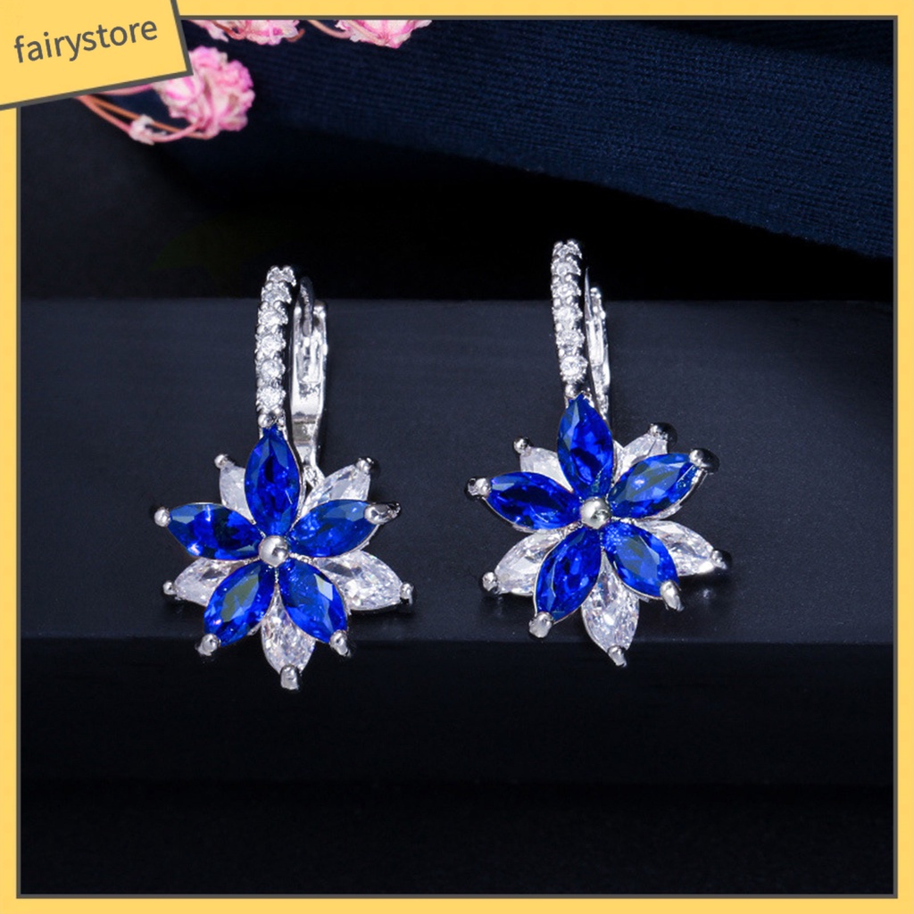 1 Đôi Bông Tai Hình Hoa Đính Đá Lấp Lánh Dùng Hàng Ngày