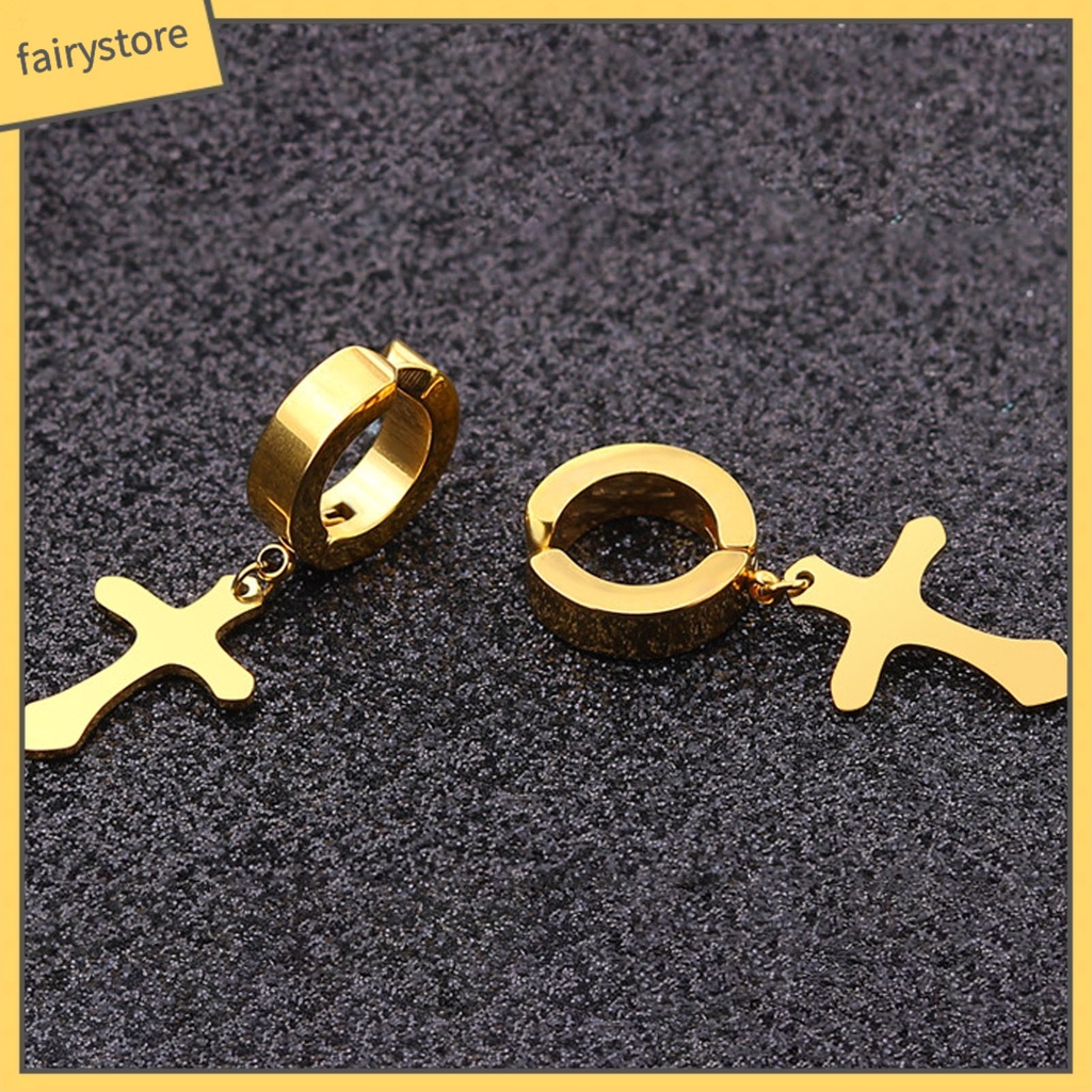 1 Đôi Bông Tai Hình Chữ Thập Phong Cách Hip Hop Đơn Giản Dành Cho Nam Nữ