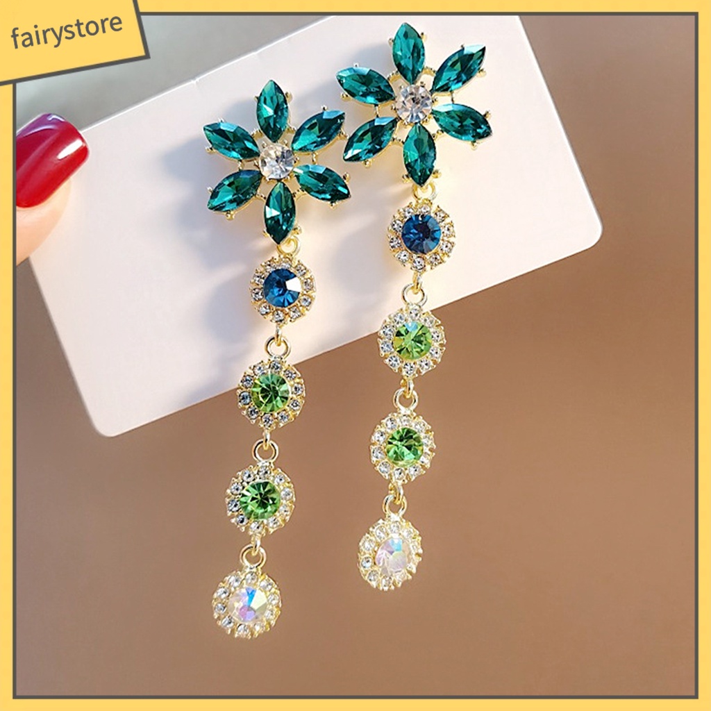 1 Đôi Bông Tai Hình Hoa Đính Đá Lấp Lánh Dành Cho Nữ