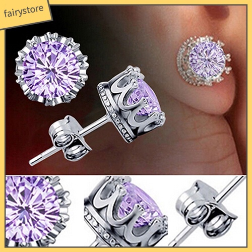 Bông Tai Mạ BạC HìNh Vương MiệN ĐíNh Đá ThờI Trang