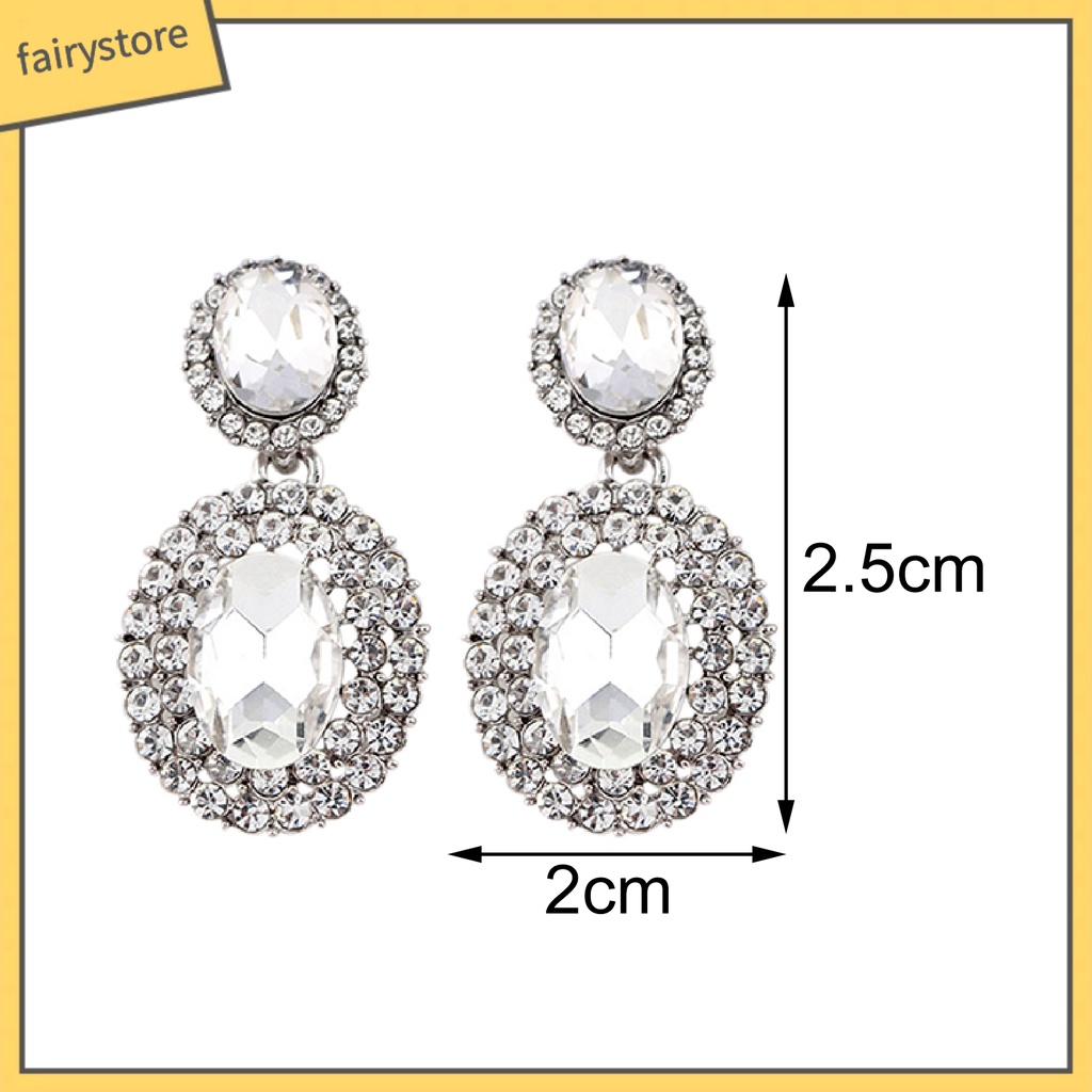 1 Đôi Bông Tai Đính Đá Hình Oval Phong Cách Cổ Điển Sang Trọng