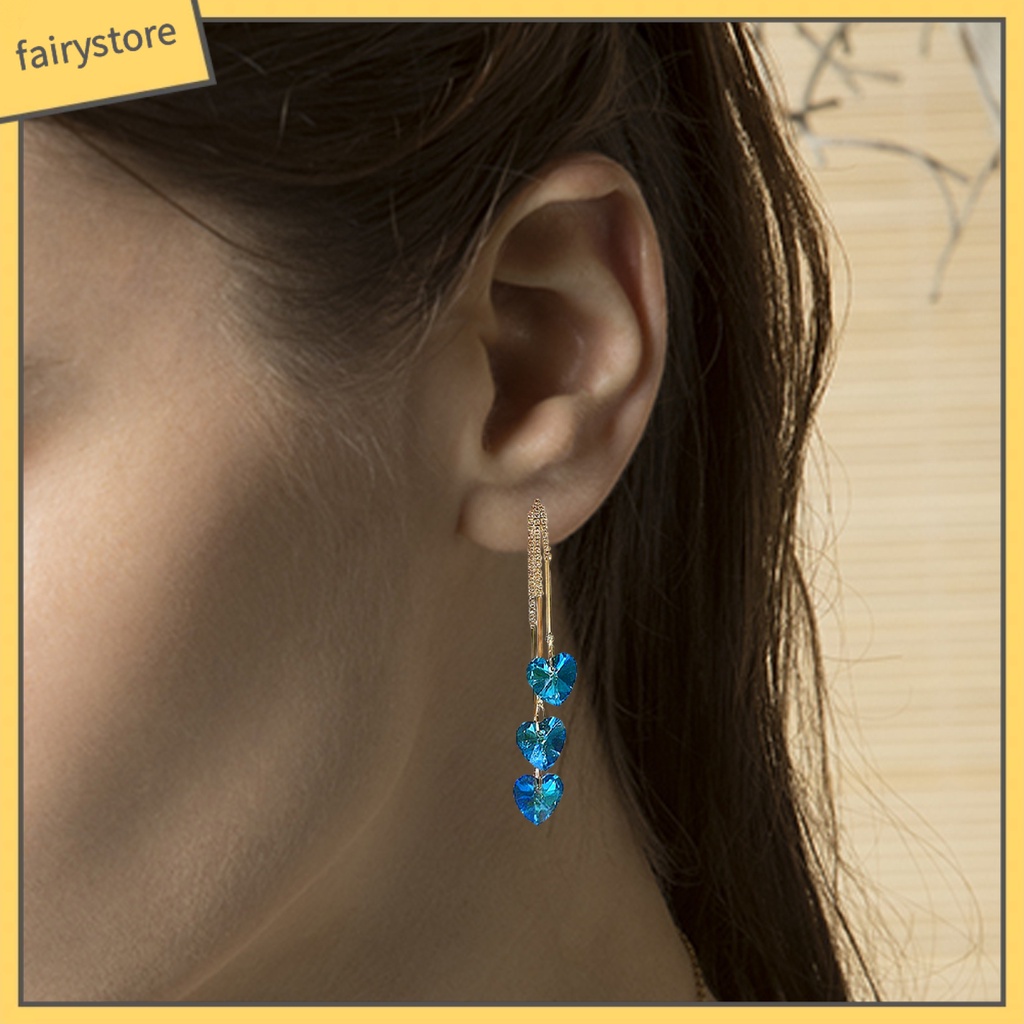 1 Đôi Bông Tai Đính Đá Phối Tua Rua Thời Trang Dành Cho Nữ