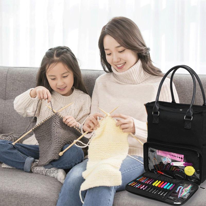 [Fenteer1] Túi Đựng Dụng Cụ Đan Len Di Động Sắp Xếp Gọn Gàng Cho Dự Án