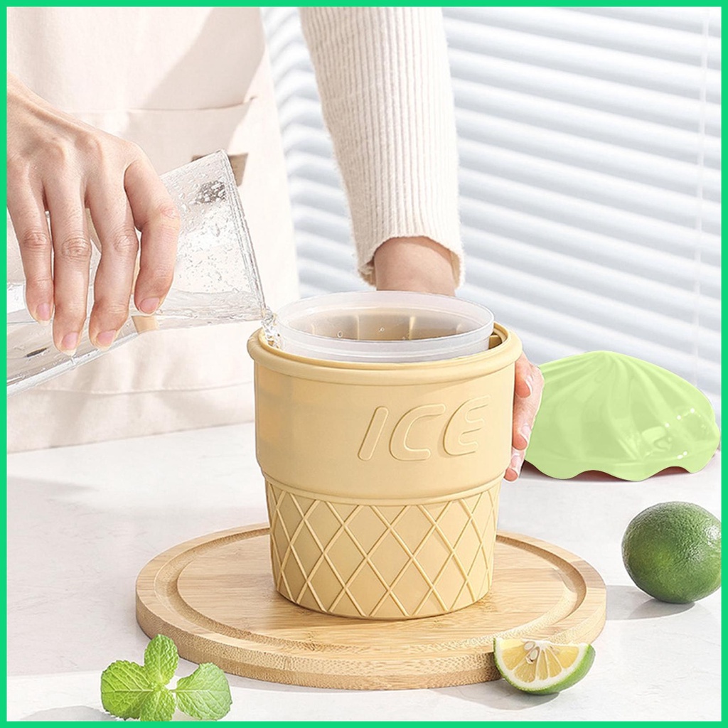 Xô Làm Lạnh Đá Bằng Silicone Có Nắp Đậy Hình Cây Kem Cho Jiwvnjiwvn