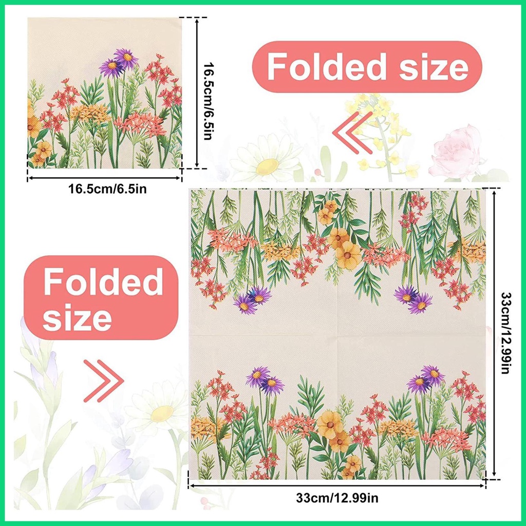 Bộ 20 Khăn Ăn Bằng Giấy Họa Tiết Hoa Thân Thiện Với Da Dùng Khi Đi Tắm / Làm Cocktail