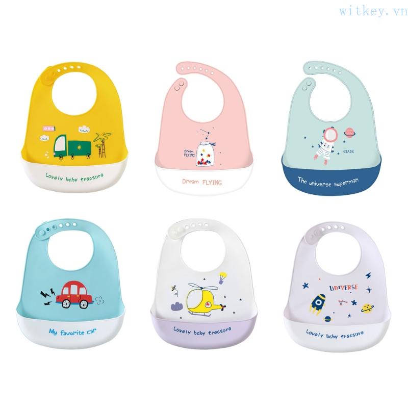 Yếm Ăn Silicon Cấp Thực Phẩm Chống Nước In Họa Tiết Hoạt Hình Cho Bé Sơ Sinh