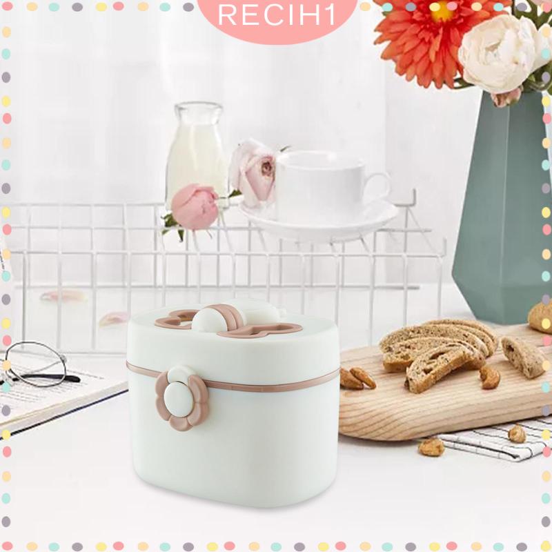 [Recih] Hộp Đựng Thức Ăn / Sữa Bột Em Bé Có Nắp Đậy Kín Và Tay Cầm Có Thể Gập Lại Chống Rò Rỉ Dùng Khi Đi Cắm Trại