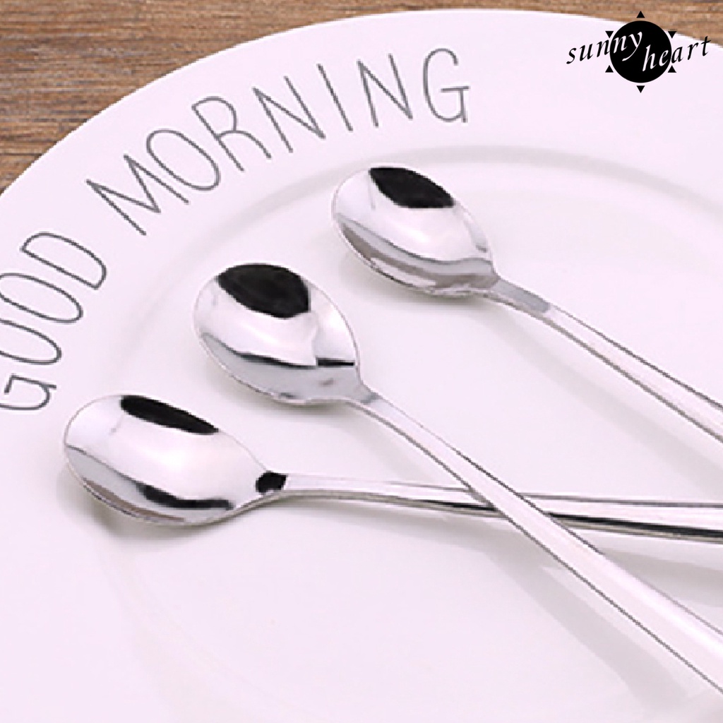 Set 2 Muỗng Ăn Súp Bằng Thép Không Gỉ Cán Dài Dễ Vệ Sinh