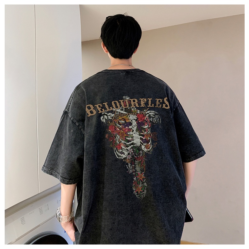 Áo Thun Nam Tay Ngắn Phong Cách Hip Hop Âu Mỹ Cá Tính 400g