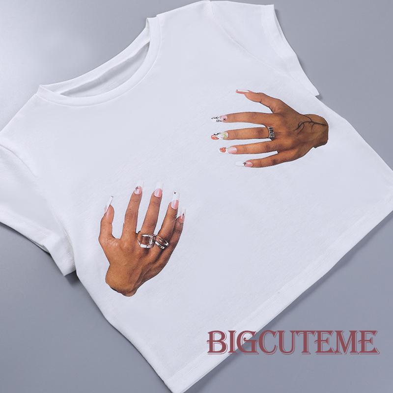 Áo Thun Crop Top Tay Ngắn Cổ Tròn Thời Trang Mùa Hè Cho Nữ