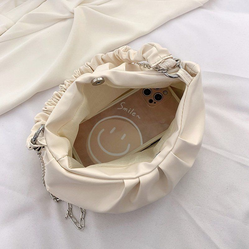 Túi Xách Đeo Vai Hình Đám Mây Xếp Ly Phối Dây Xích Thời Trang Nữ Sành Điệu