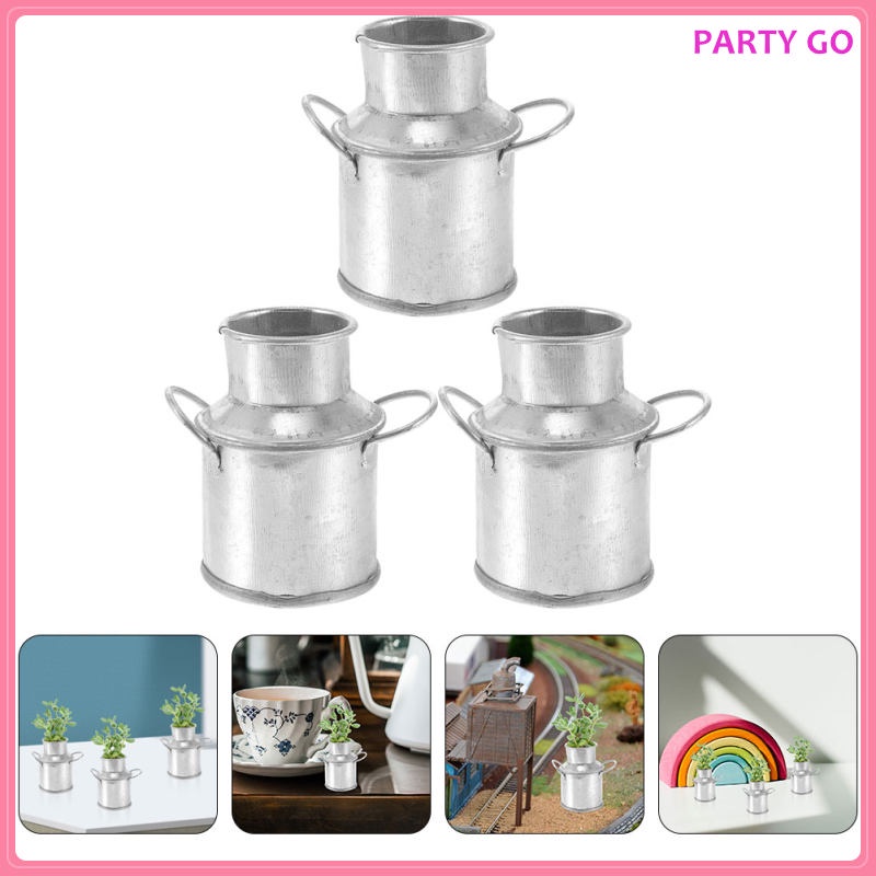 Set 3 Bình Sữa Bình Thiếc Mini Trang Trí Nhà Búp Bê / Tiểu Cảnh