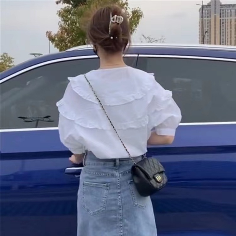 Áo Sơ Mi Tay Ngắn Phồng Cổ Búp Bê Thời Trang Mùa Hè 2023 Phong Cách Mới Dành Cho Bạn Nữ