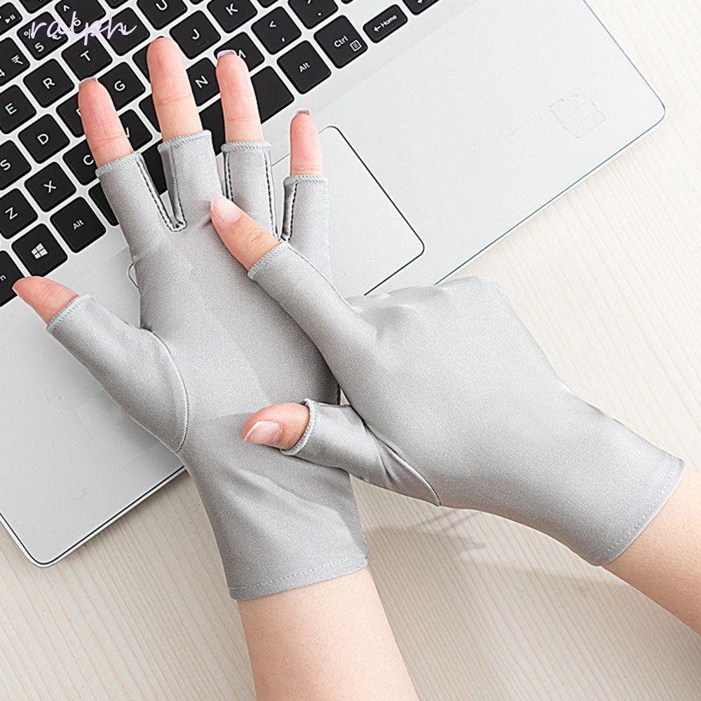 Găng Tay Ngắn Bằng Lụa Lạnh Hai Ngón Thời Trang Đi Xe Đạp Cho Nữ