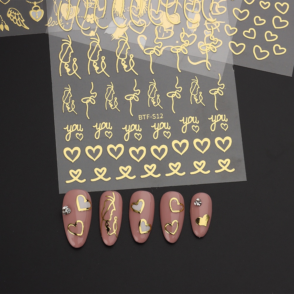 Annies sticker Dán Móng Hình Đôi Cánh Bằng Kim Loại Màu Vàng Thời Trang