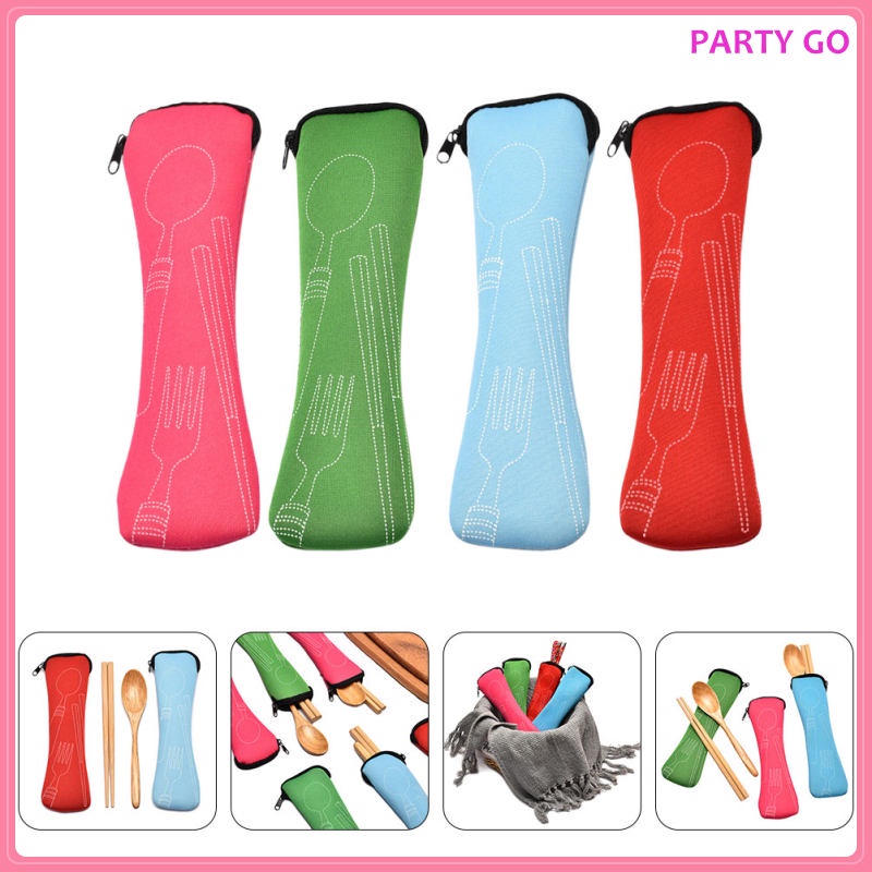 Bộ 4 Túi Đựng Dao Nĩa Bằng Thép Không Gỉ Tiện Dụng Khi Đi Du Lịch