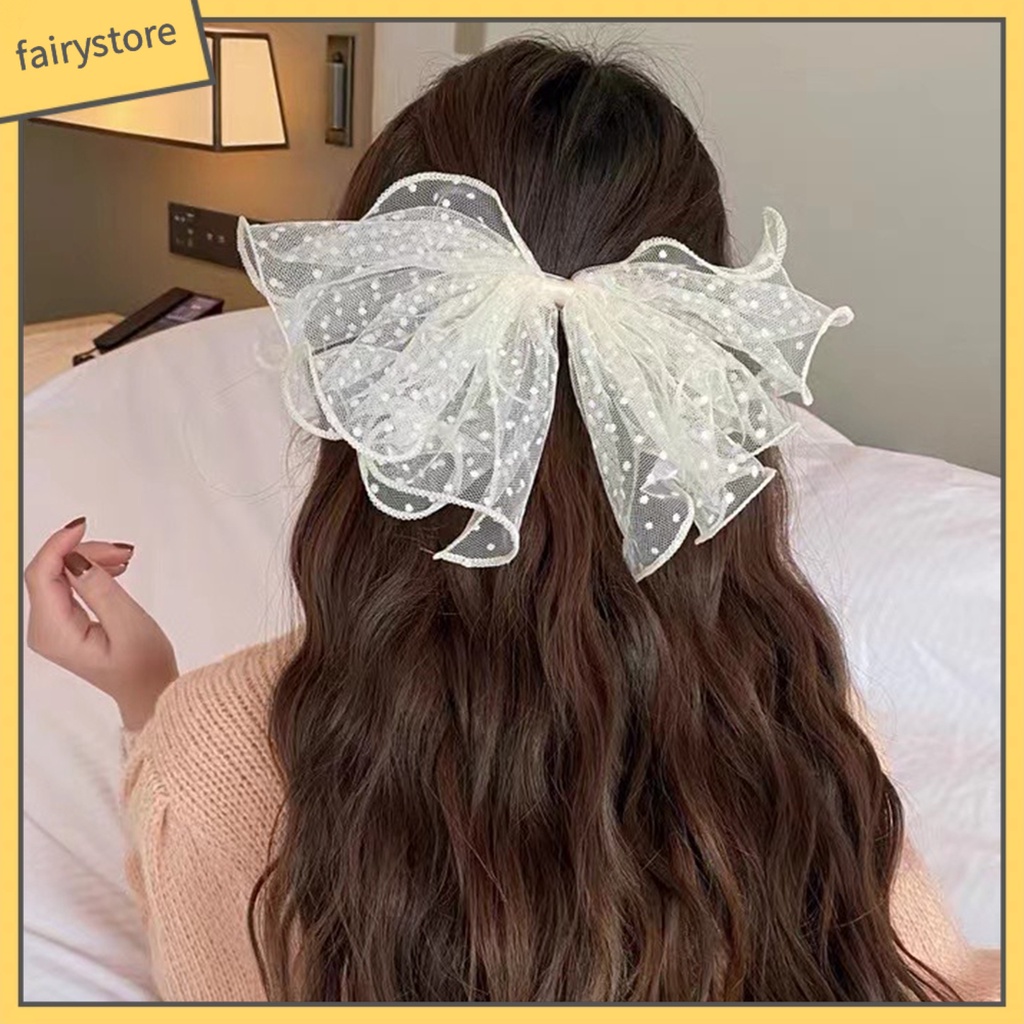 Kẹp Tóc Nơ Chấm Bi Co Giãn Tốt Phong Cách Hàn Quốc Cho Nữ