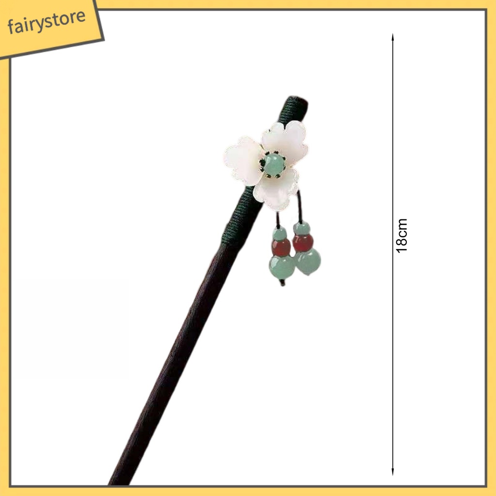 Trâm Cài Tóc Bằng Gỗ Hình Hoa Đính Hạt Phối Tua Rua Phong Cách Trung Hoa Cổ Điển Cho Nữ