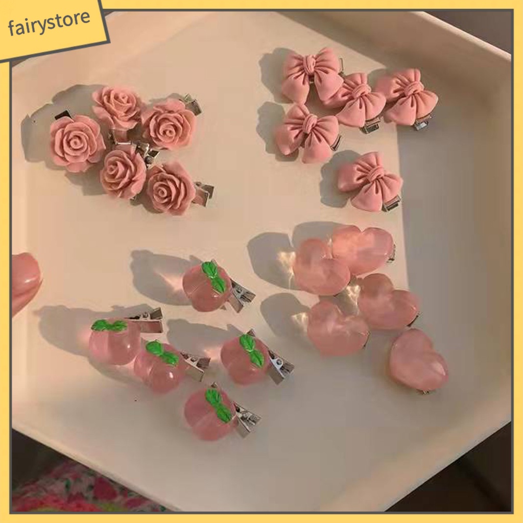 Kẹp Tóc Hình Trái Tim / Hoa Hồng / Nơ / Bướm Dễ Thương Chống Trượt Thời Trang Mùa Hè Cho Nữ