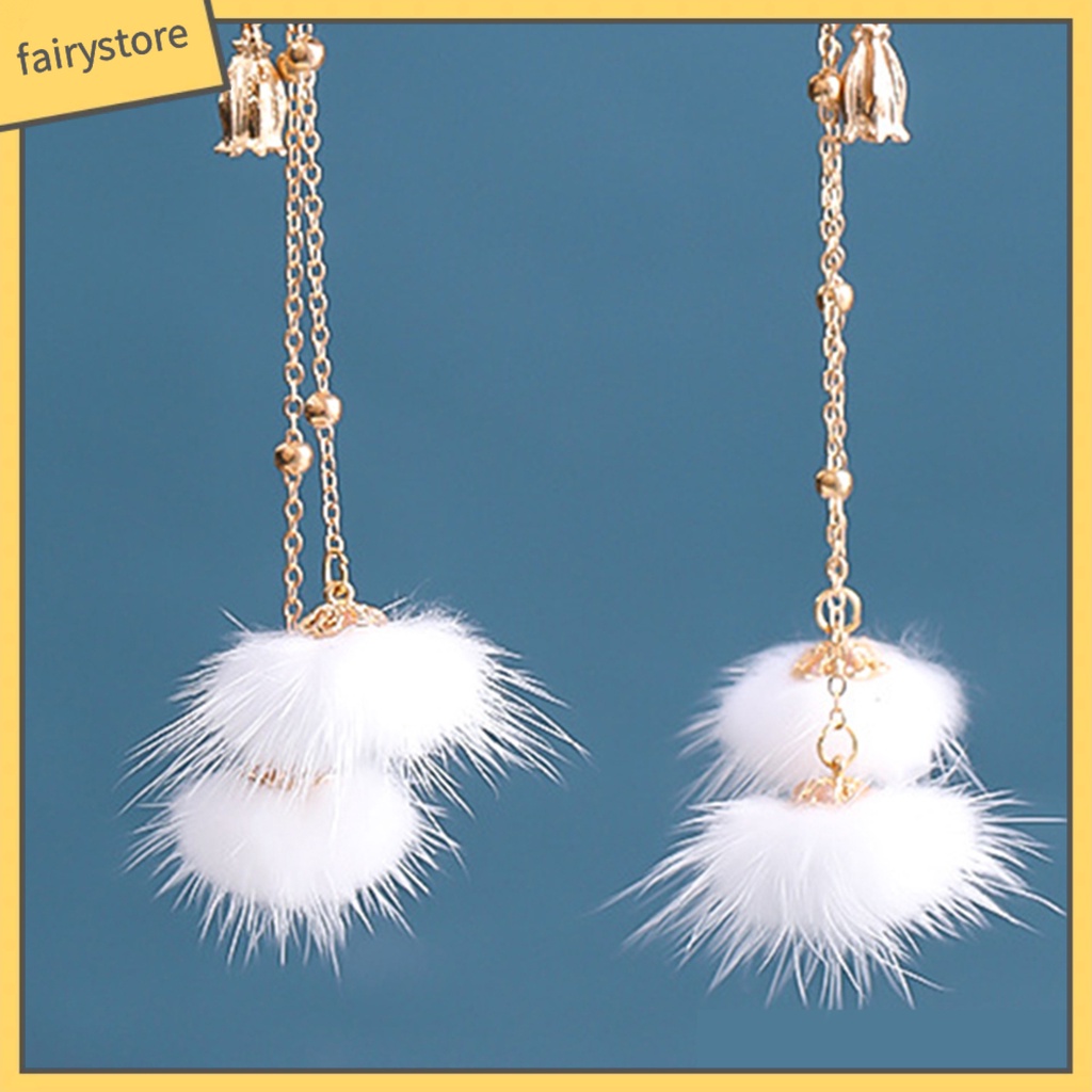 1 Cặp Kẹp Tóc Tua Rua Hình Mèo Dễ Thương Phong Cách Trung Hoa