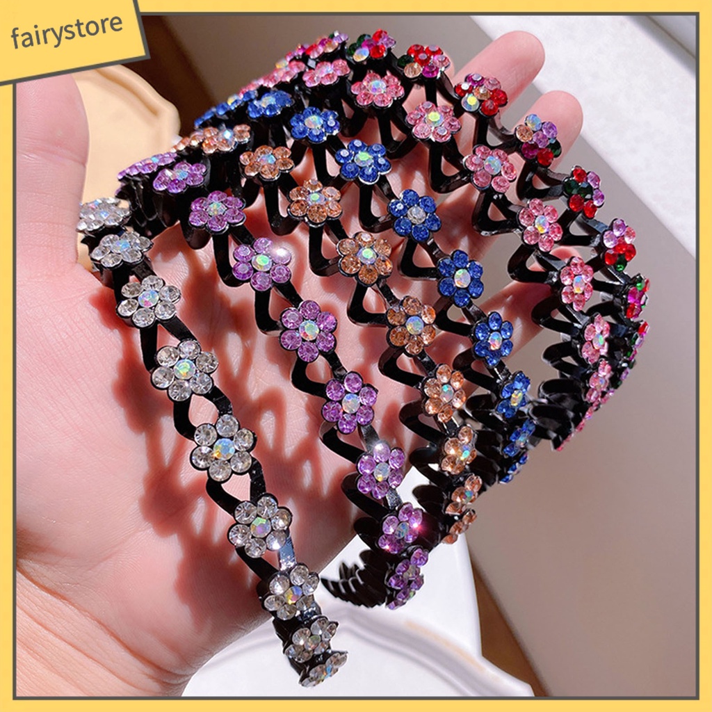 Băng Đô Cài Tóc Viền Mềm Đính Đá Lấp Lánh Chống Trượt Dễ Sử Dụng