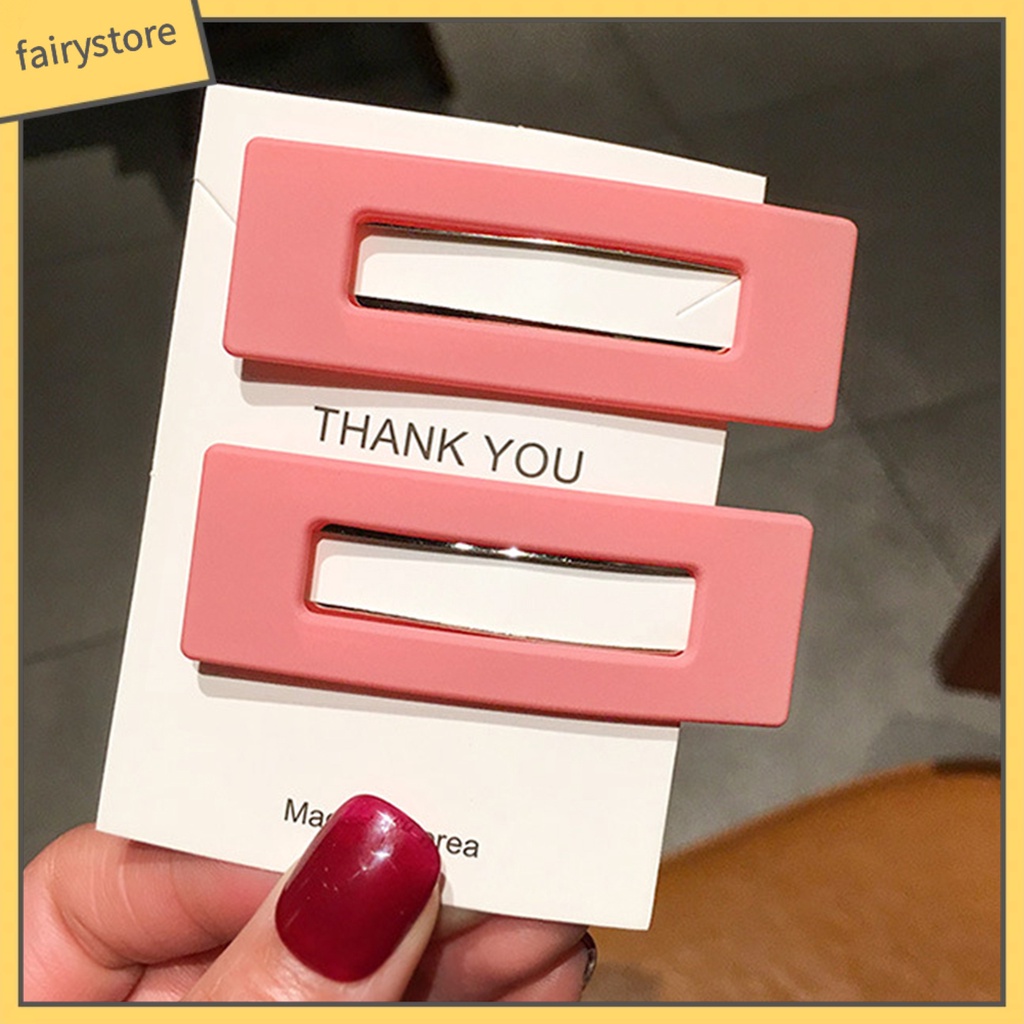 Set 2 Kẹp Tóc Hình Vuông Màu Sắc Kẹo Ngọt Dành Cho Nữ