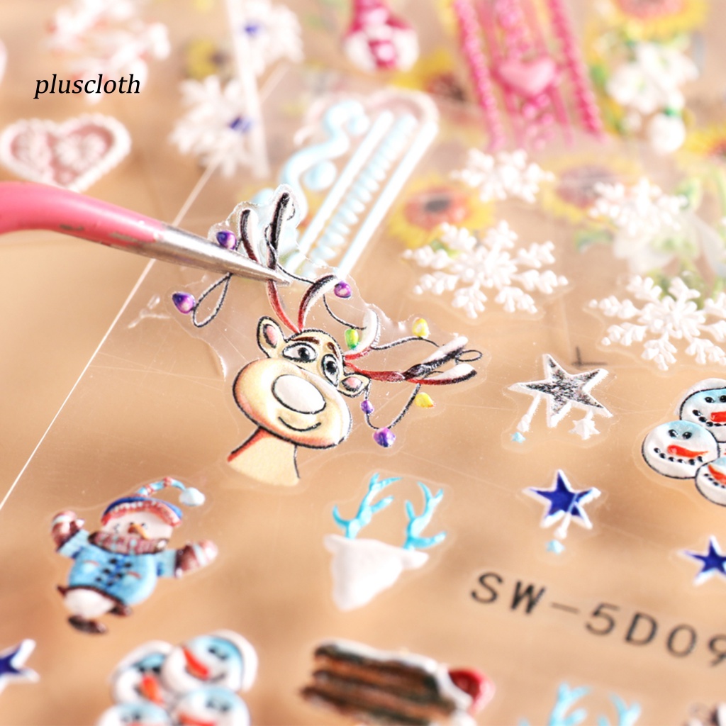 &lt; Pluscloth &gt; Miếng Dán Móng Tay Móng Tay Tự Dính Không Phai Chống Nước Dễ Tháo Gỡ Chủ Đề Giáng Sinh / Ambience DIY