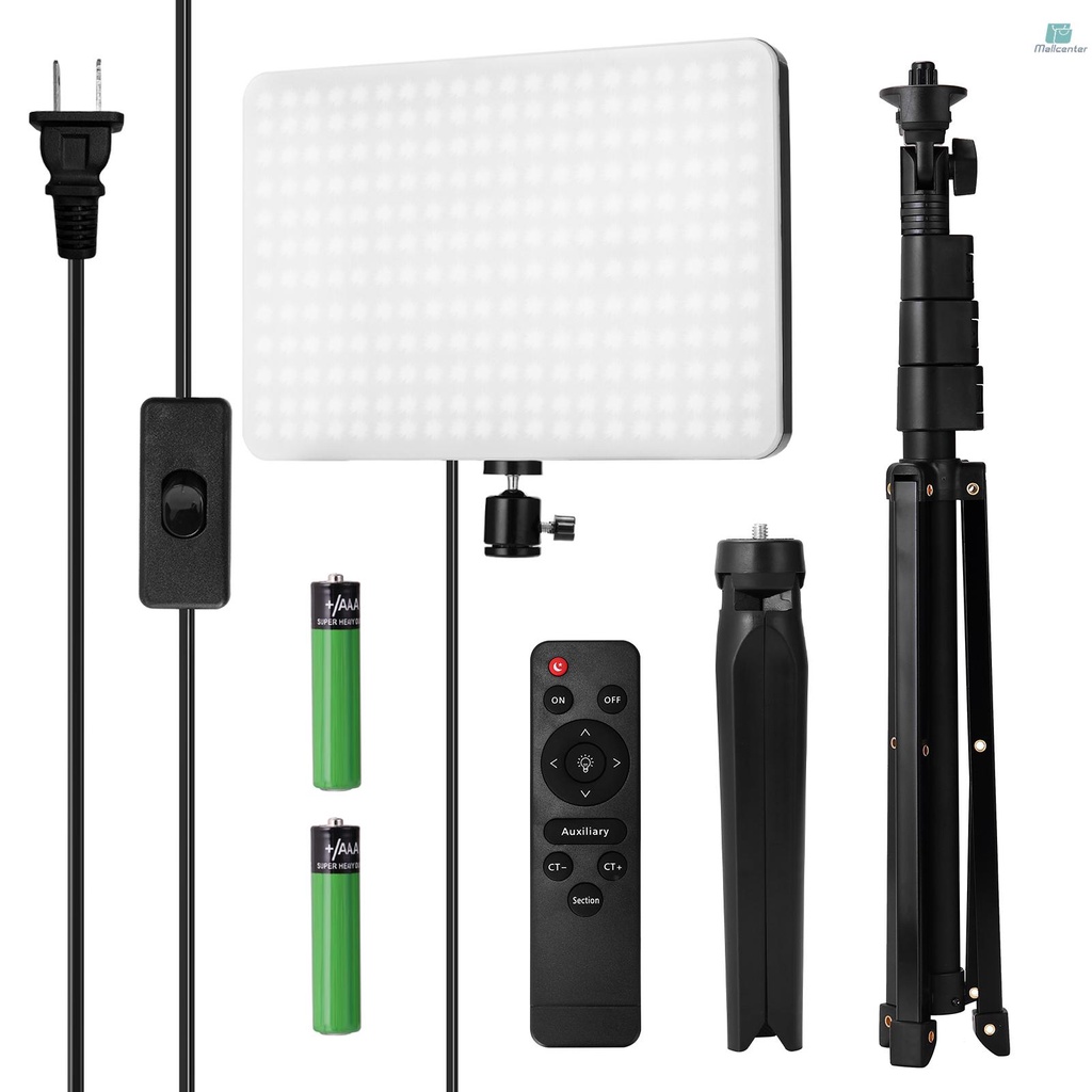 10in Remote Control Lighting Panel Dimmable Wide Dimming Range LED Fill-in Light Fill Lamp with Tripod Photography Accessory