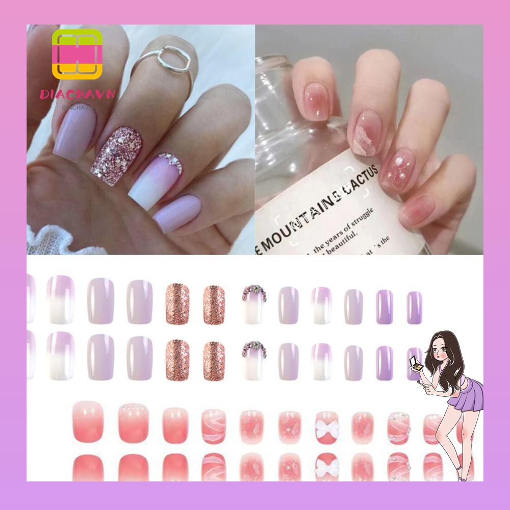 Bộ Móng Tay Giả Đầu Vuông Dạng Nhấn Có Thể Tháo Rời Che Phủ Toàn Diện