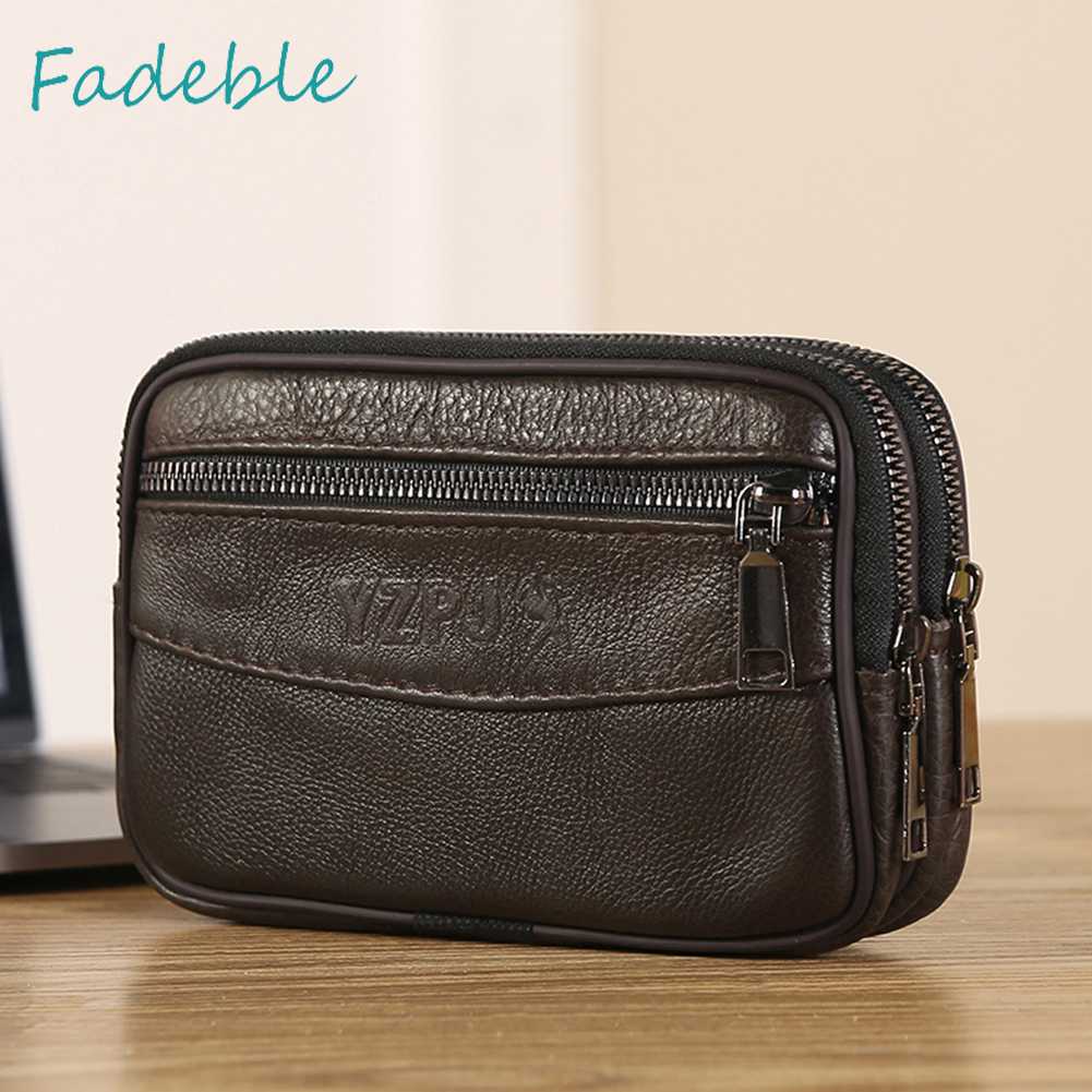 Túi Đeo Hông Mini Bằng Da Bò Màu Trơn Thời Trang Cho Nam