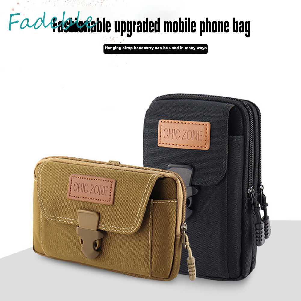 Túi Đeo Hông Vải Oxford Nhiều Ngăn Đựng Điện Thoại Có Khóa Kéo Thời Trang Cho Nam
