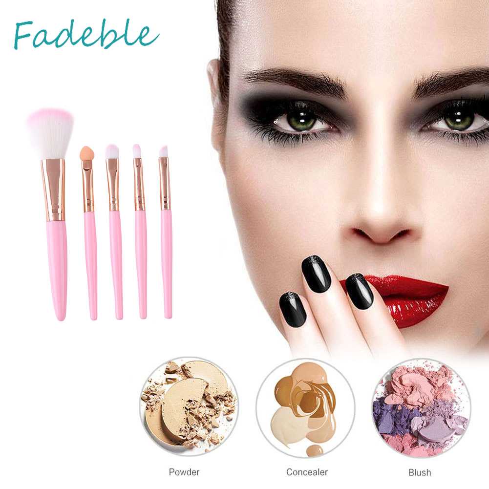 Set 5 Cọ Trang Điểm Sợi Nylon Mềm Mại Tiện Dụng