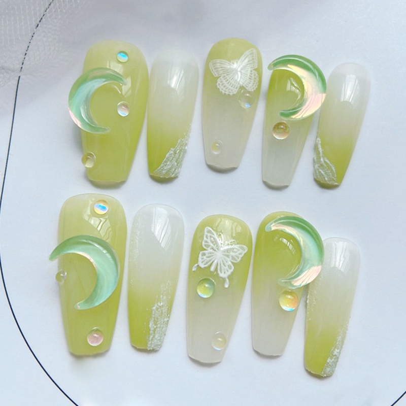 UR SUGAR 10 Miếng Viên Đá Acrylic 3D Hình Trăng Sao Trái Tim Trang Trí Móng Nghệ Thuật DIY