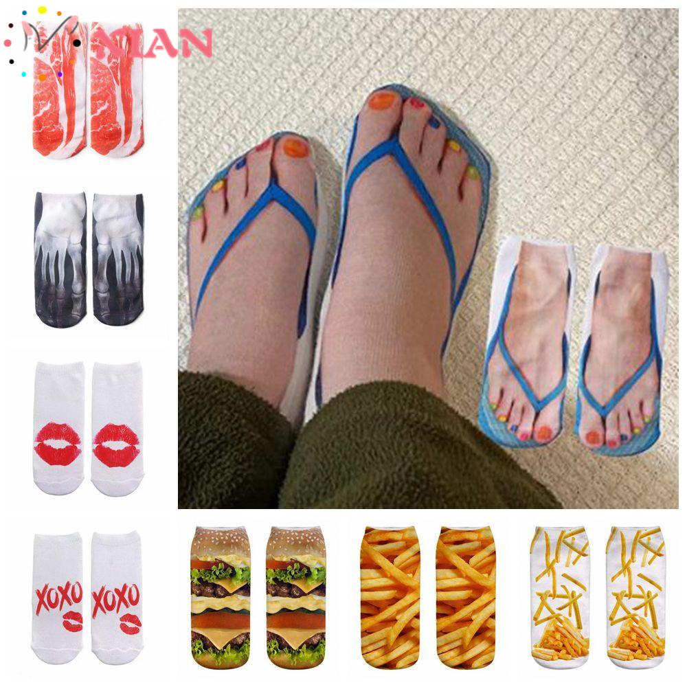 Vớ Cổ Thấp Mềm Mại Thoải Mái In Họa Tiết 3D Cho Nam Nữ